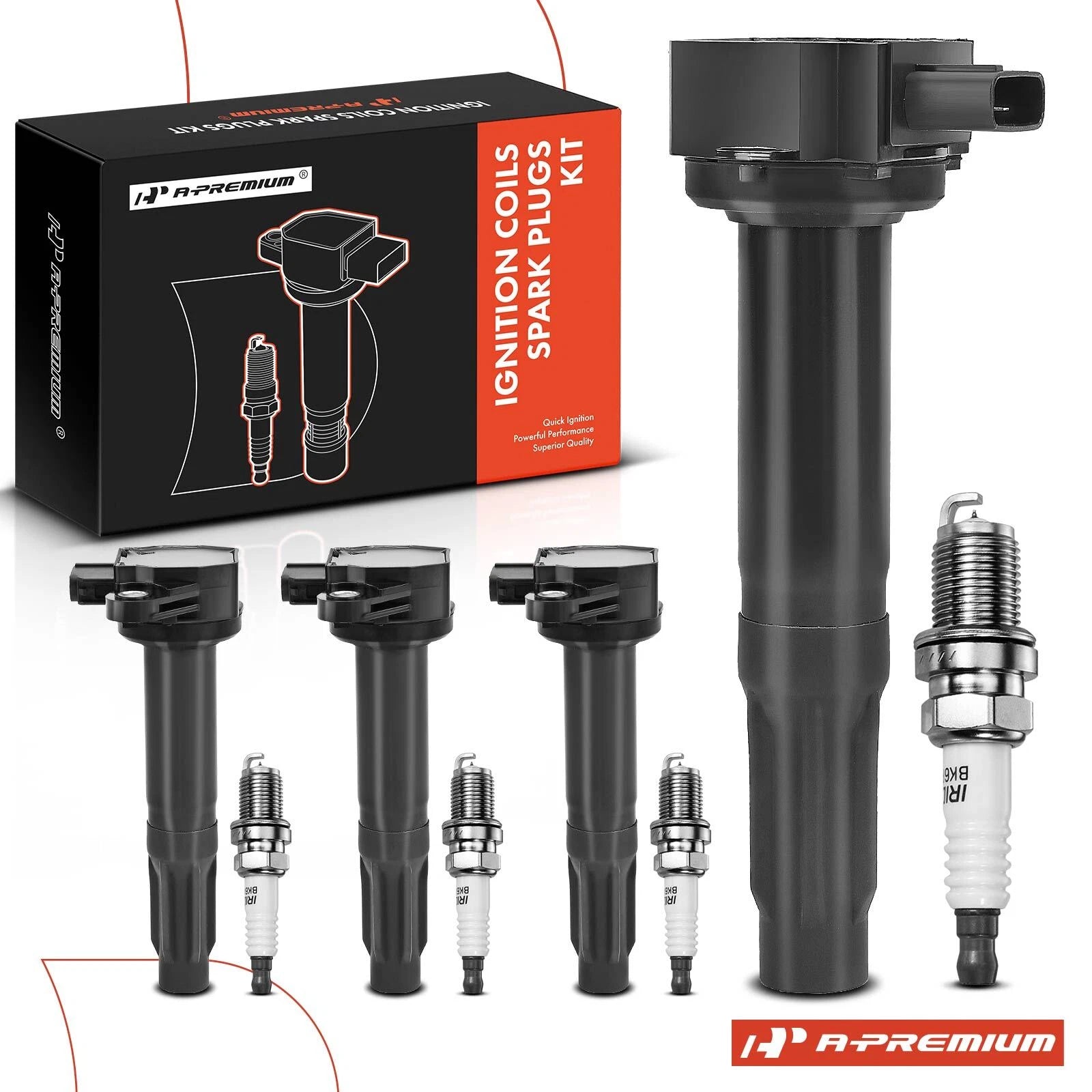 Set of 4 Ignition Coils & 4 Iridium Spark Plugs for Subaru Legacy (2010–2012)