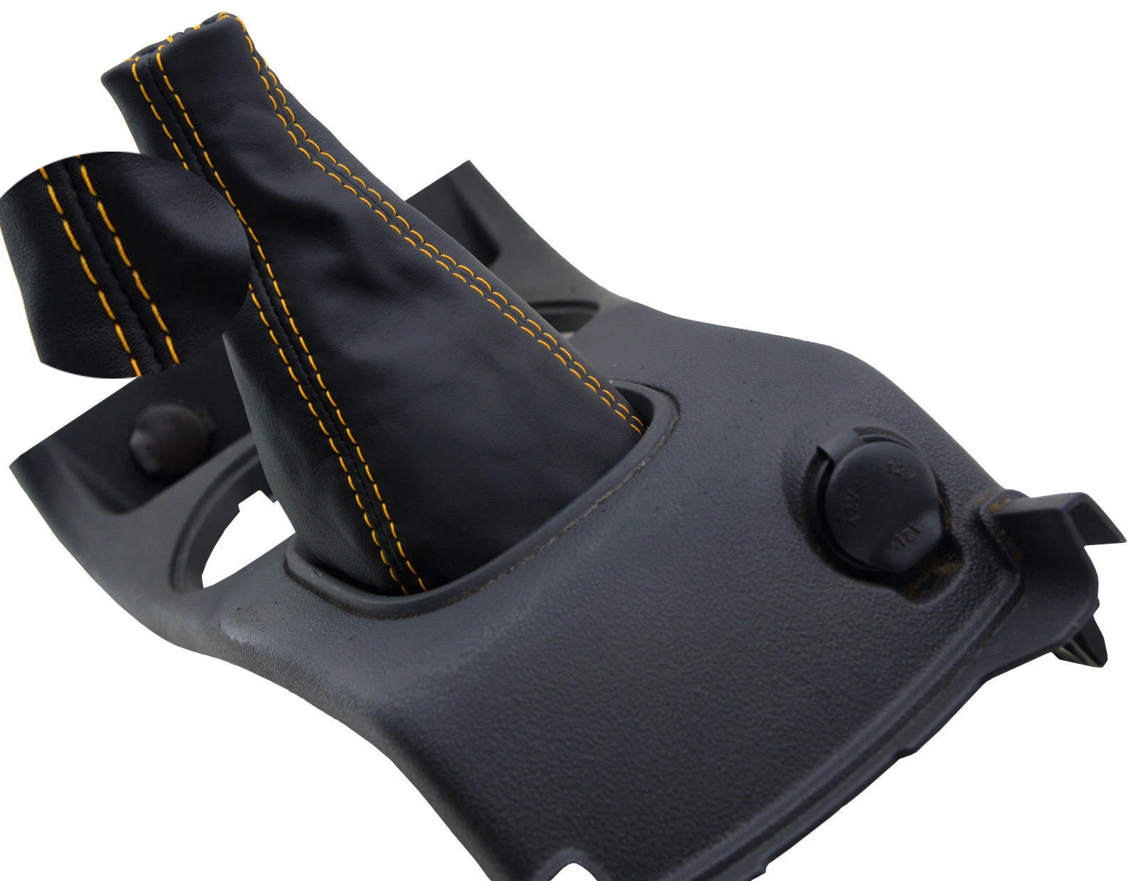 Manual Shift Boot for Chevrolet Cobalt (2005–2010) Yellow Stitch Vinyl Leather
