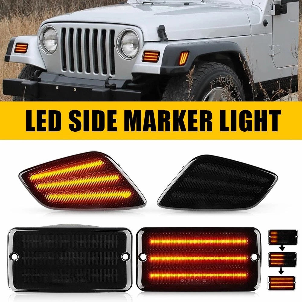 Set of 4 Amber Bumper Signal Side Marker Lights for Jeep Wrangler (1997–2006)