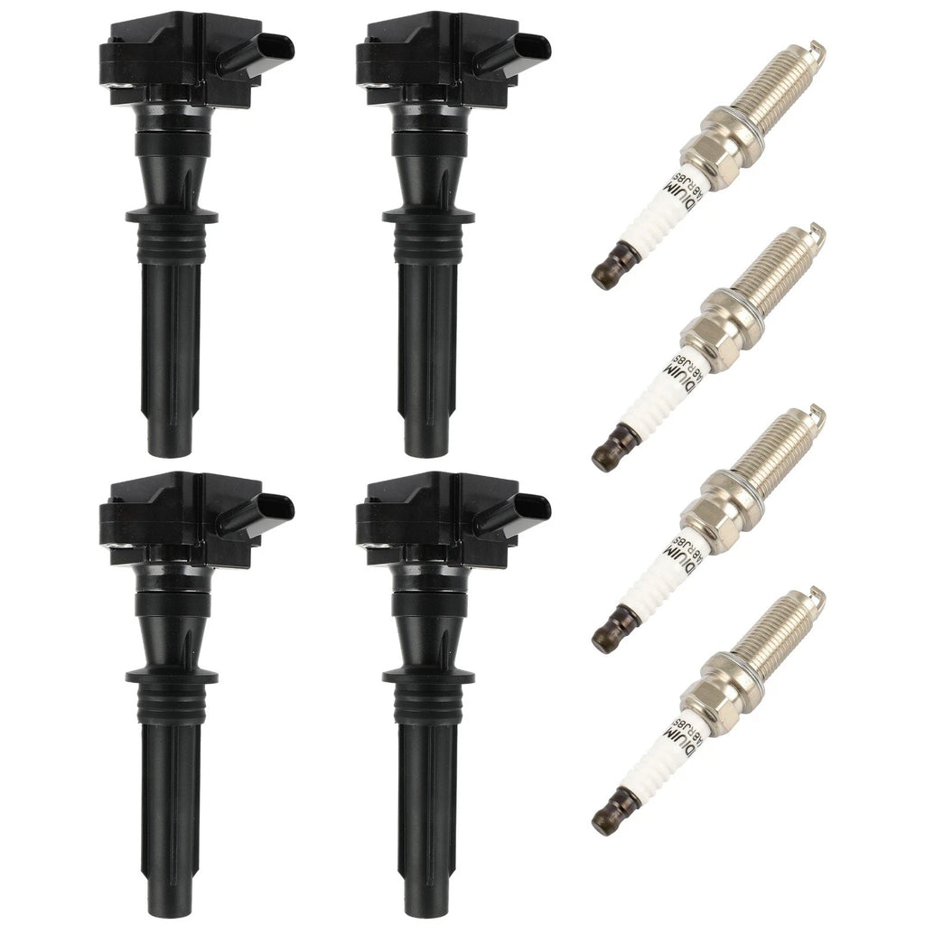 Set of 4 Ignition Coils and 4 Spark Plugs for Jaguar E-Pace F-Pace F-Type