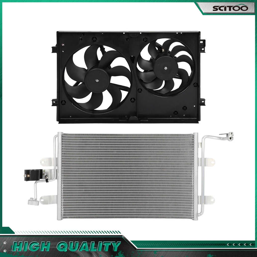 AC Condenser and Cooling Fan Assembly Kit for Volkswagen Golf (1999–2005)