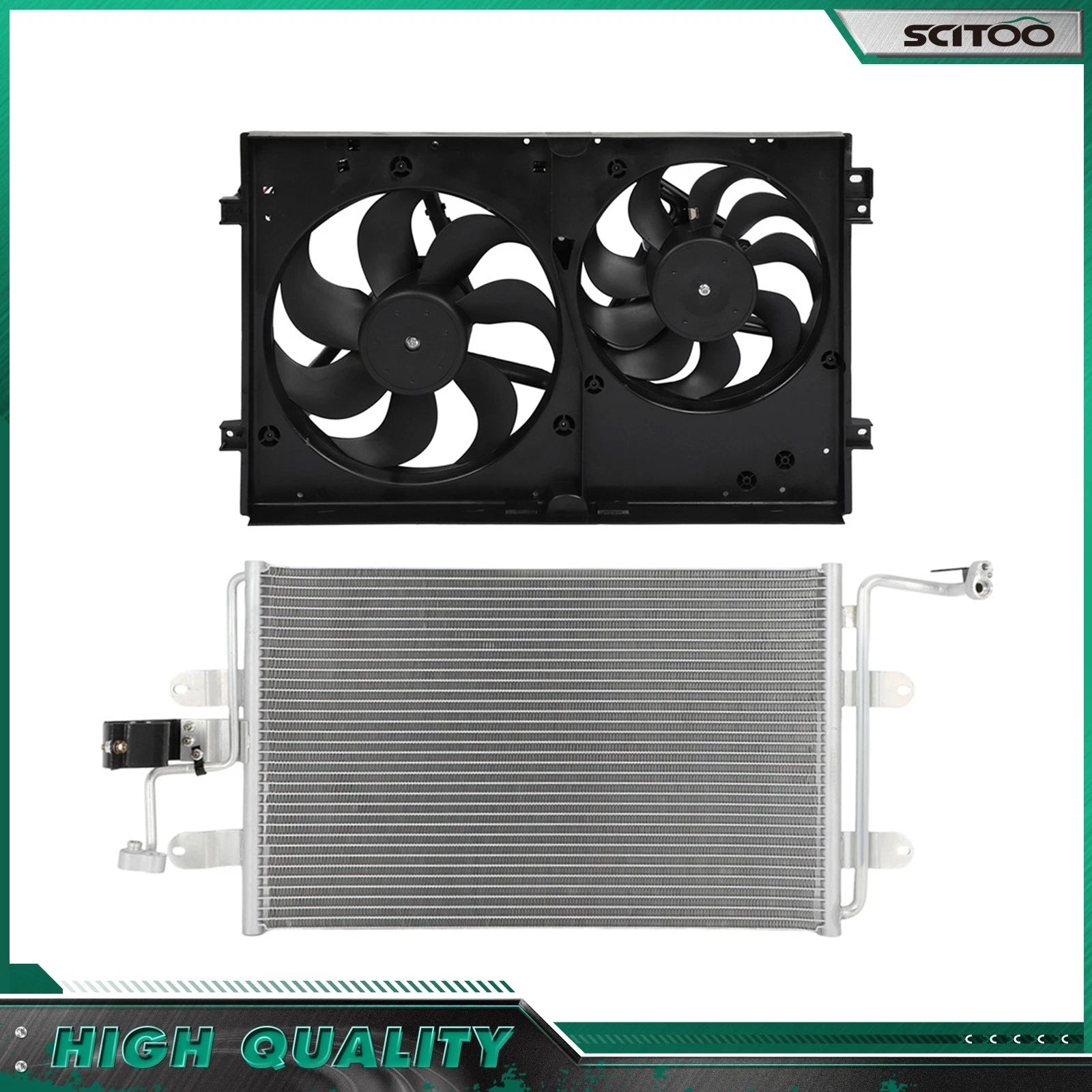 AC Condenser and Cooling Fan Assembly Kit for Volkswagen Golf (1999–2005)