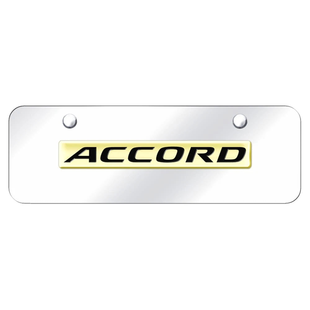 Gold Name on Chrome Mini License Plate - Officially Licensed for Honda Accord