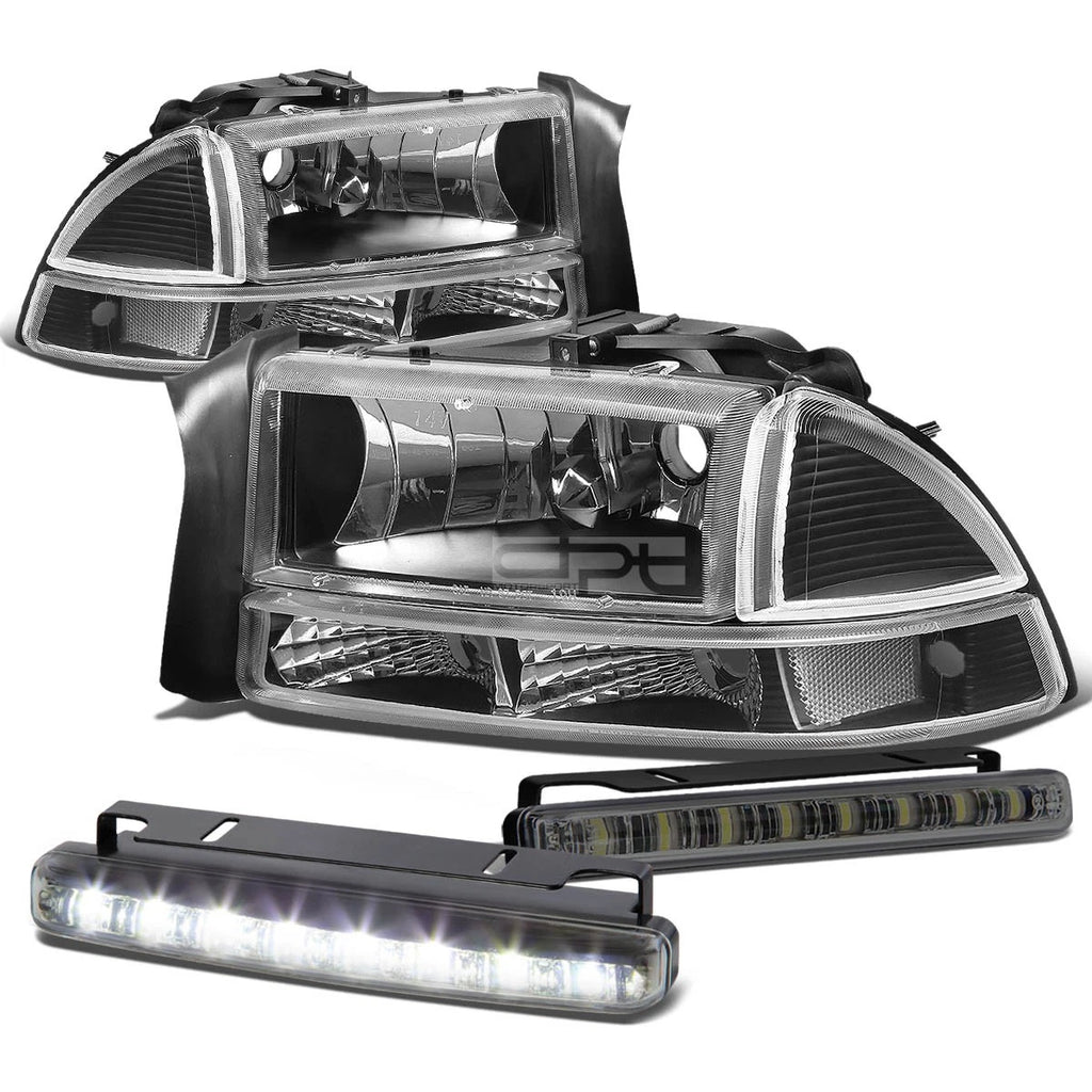 Headlight, Clear Corner, Bumper, LED Fog Light Set for Dakota/Durango (1997–2004)