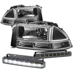 Headlight, Clear Corner, Bumper, LED Fog Light Set for Dakota/Durango (1997–2004)