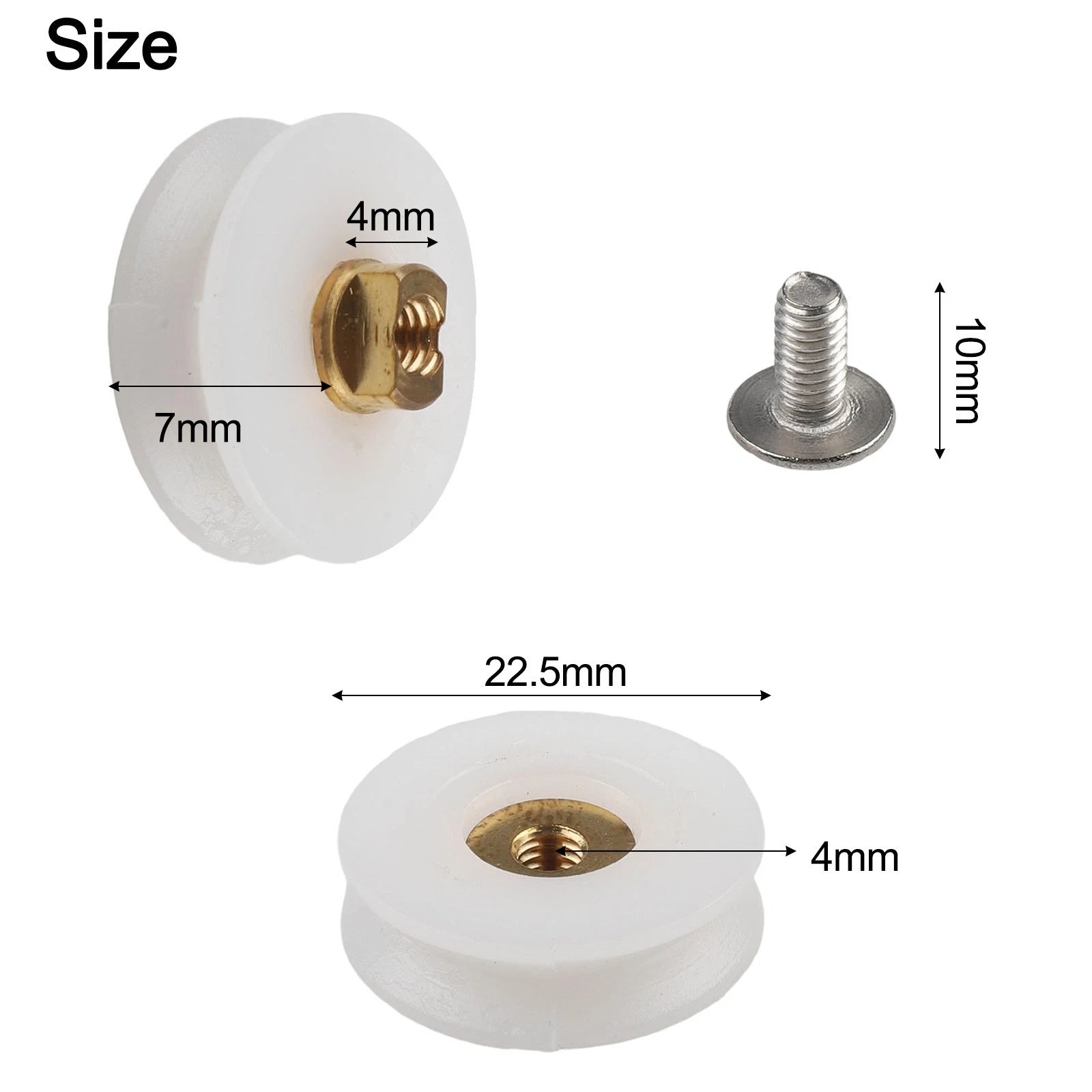 8pcs Shower Door Rollers for Stability and Safety (Nylon, Brass Axle)