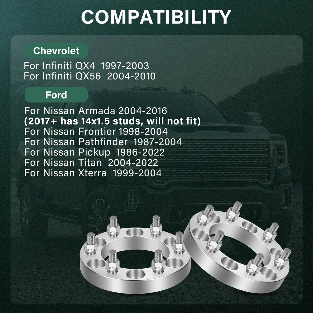 Set of 4 Wheel Spacers 6x5.5 1" 12x1.25 for Nissan Frontier Armada Titan Xterra (2000)