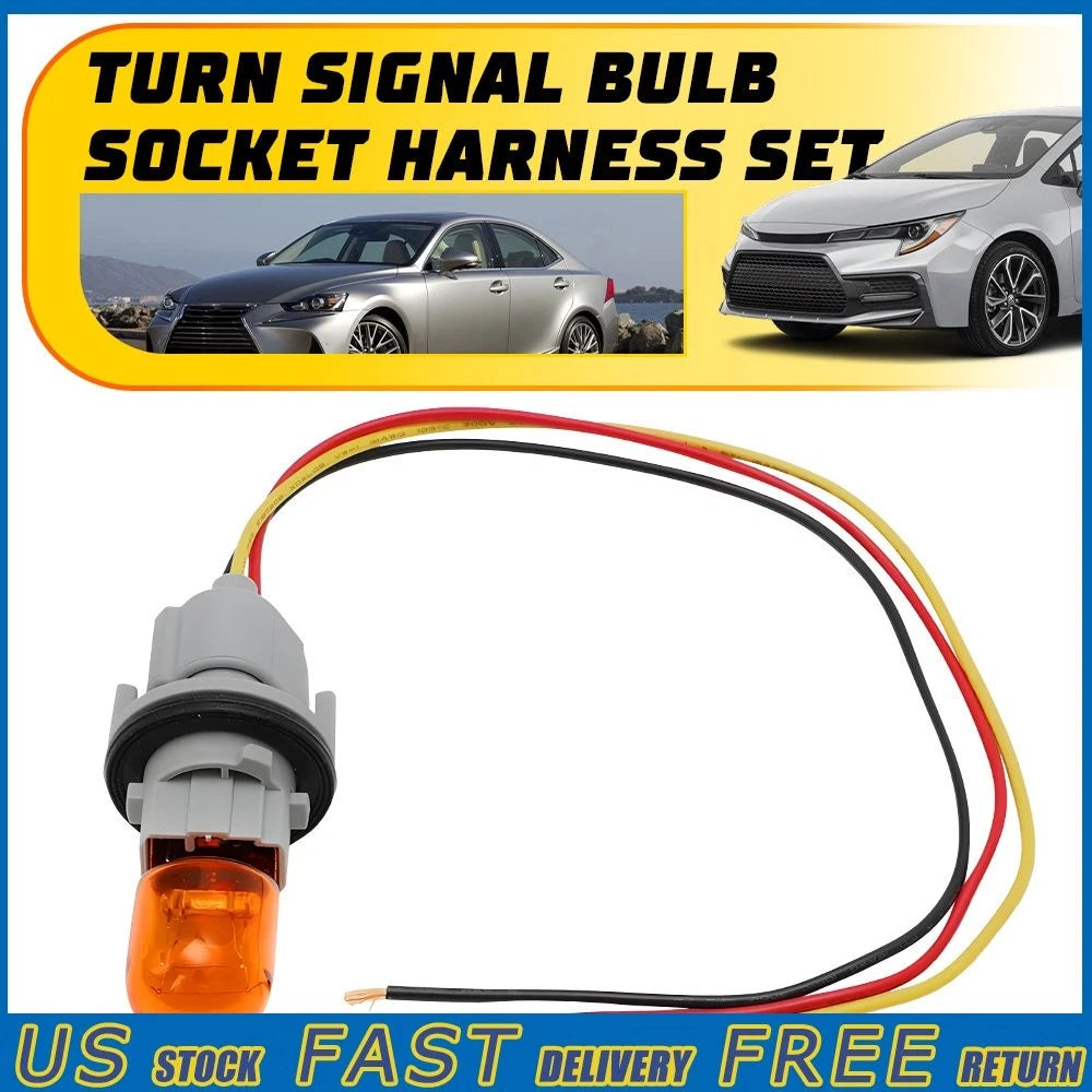 Set of 2 Headlight Turn Signal Bulb Socket Wire Harness for Nissan 262439B91A