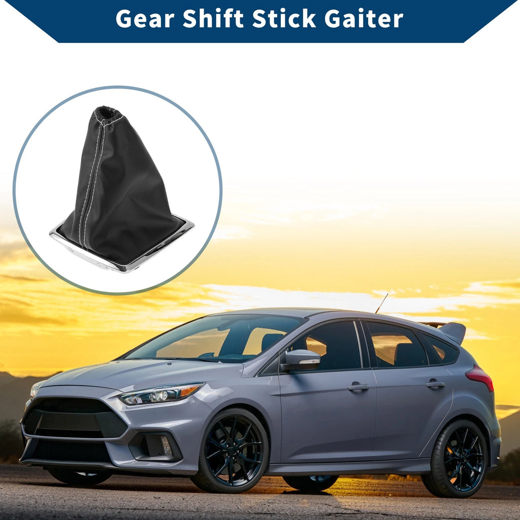 1 Pc Gear Shift Gaiter for Ford Focus (2005–2012) Black White Leather