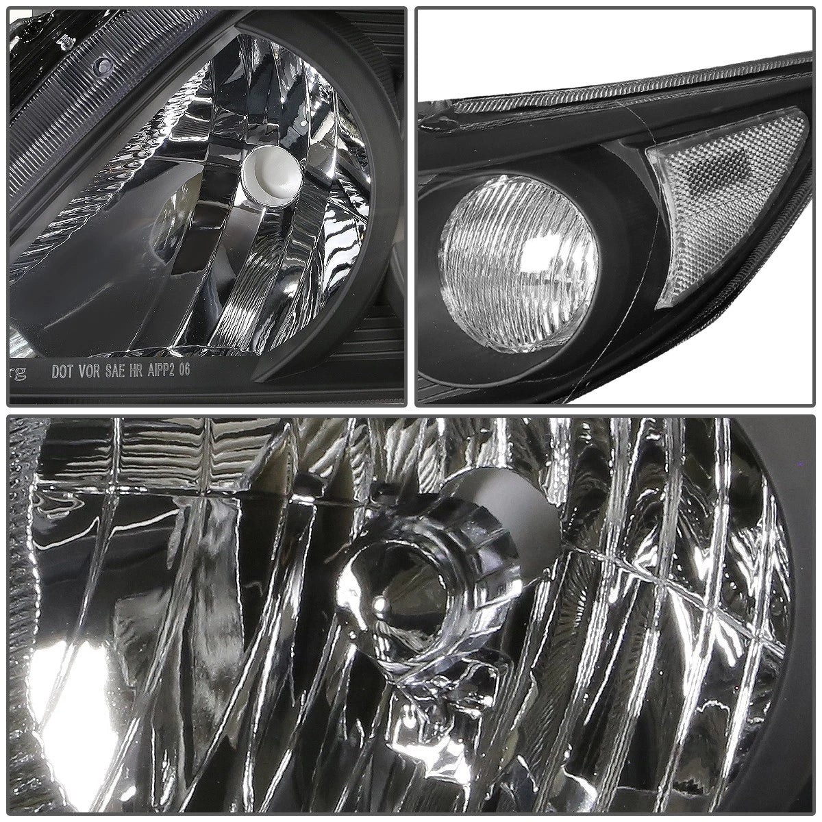 Pair of Black Housing Clear Corner Headlights for Toyota Corolla (2009–2010)
