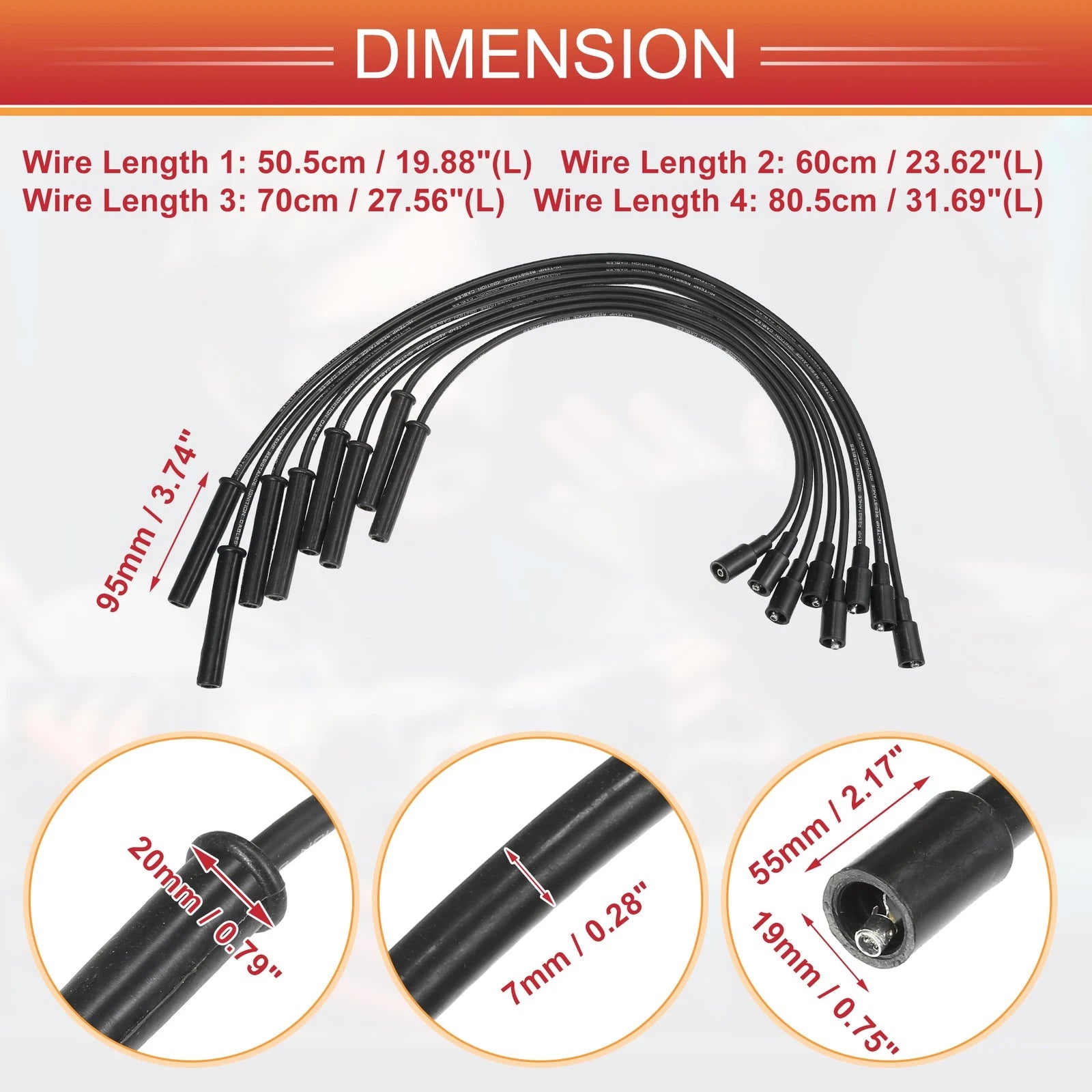 8 Pcs Spark Plug Wire Ignition Coil Cable for Ford F-150 F-250 F-350 (1997–2021)