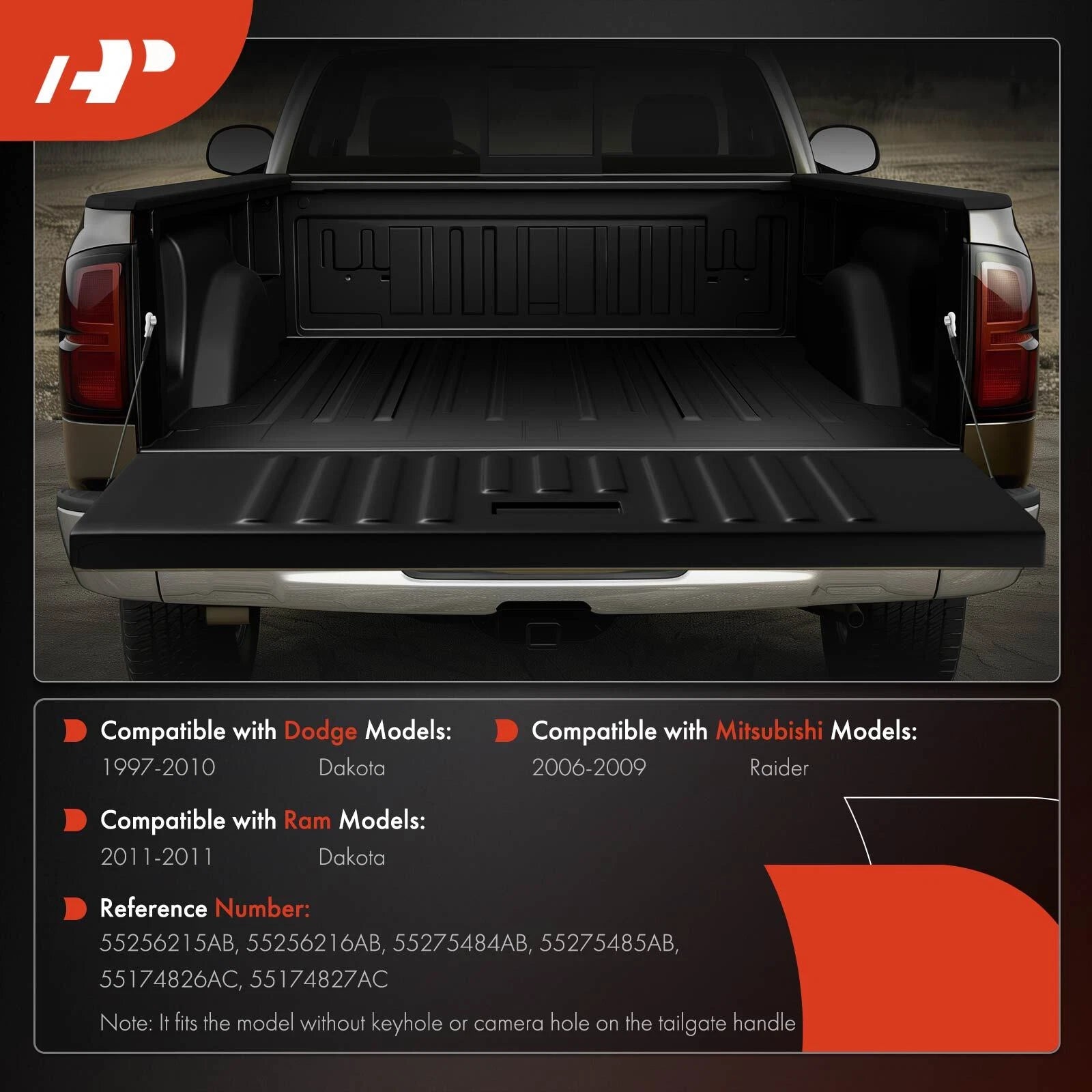 Tailgate Hardware Rebuild Kit with Cable & Rods for Dodge Dakota (1997-2010)