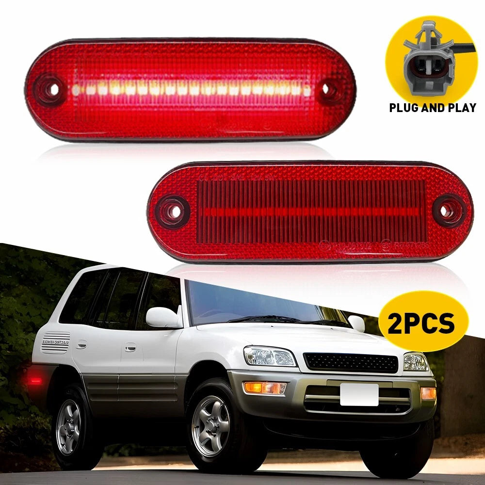 Red LED Fender Side Marker Lights for Toyota RAV4 (1996–2000)