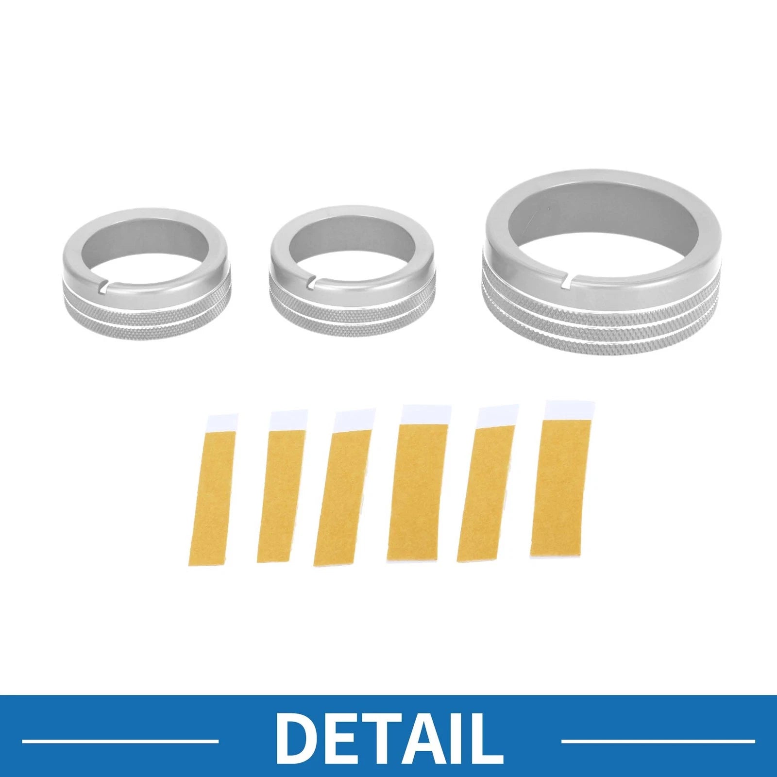 Set of 3 AC Climate Heater Switch Knob Cover Rings for Kia Soul (2009–2013) Silver Tone