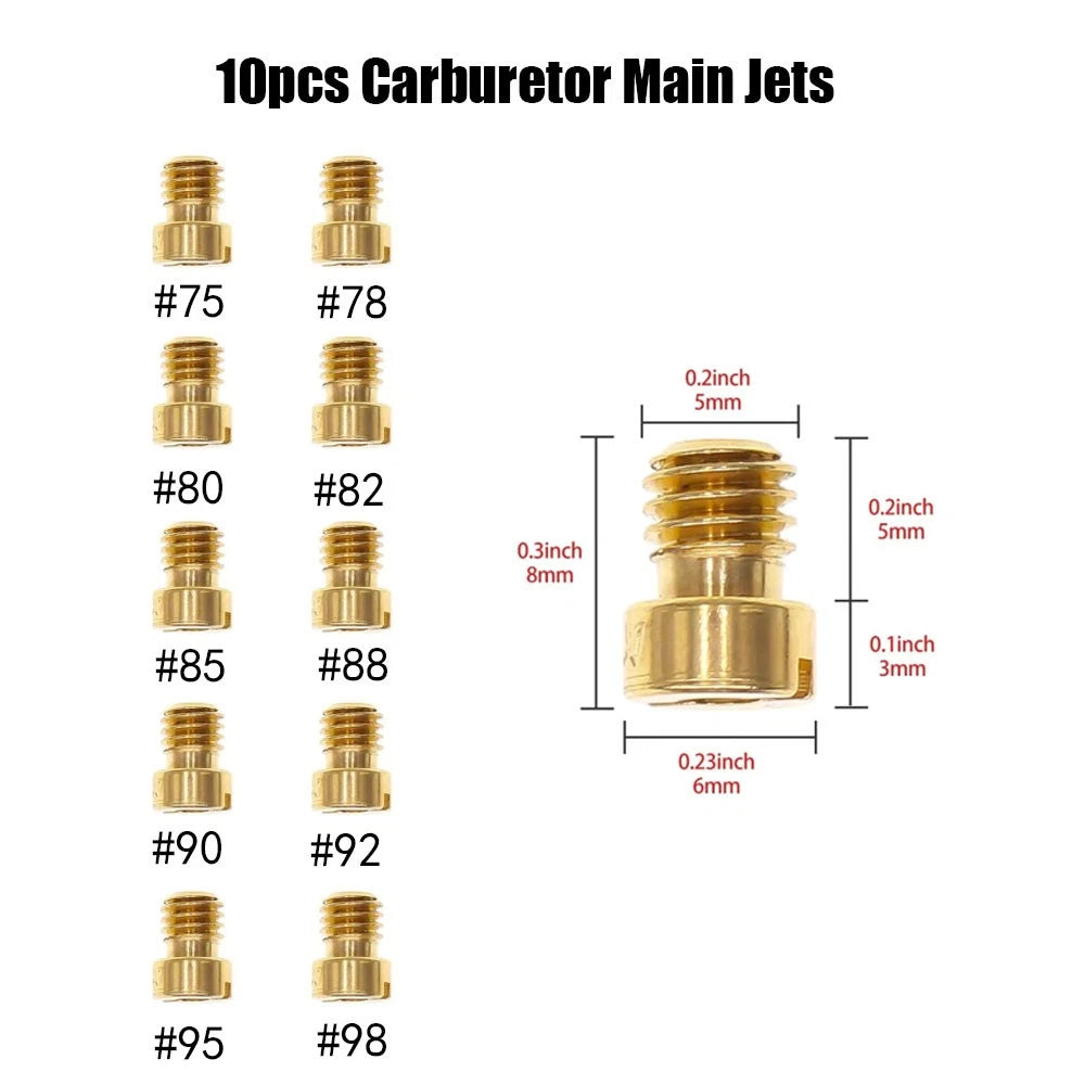 10Pcs 5MM Carburettor Main Jet Nozzle Set M5 for 75-98
