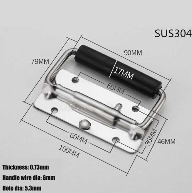 Steel Handle with Rubber Grip for Speaker Box (100mm, 120mm, 140mm)