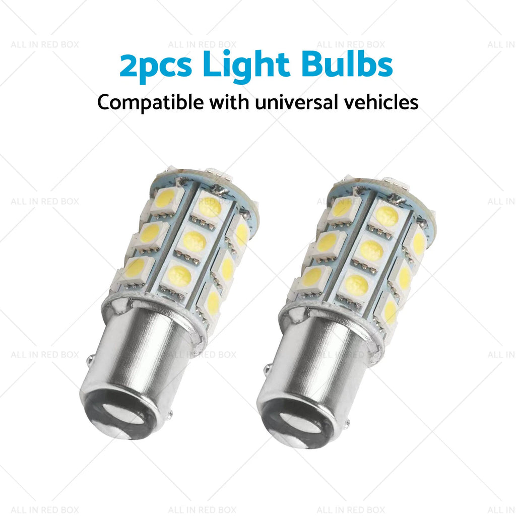 2X 12V BA15D LED White 27 SMD 5050 for Caravan Car Auto Indicator