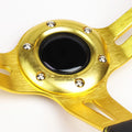 3.5" Deep Dish Gold Stripe Leather Steering Wheel Universal Fit