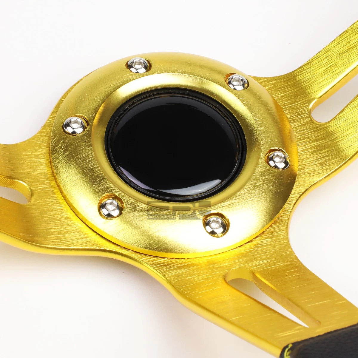 3.5" Deep Dish Gold Stripe Leather Steering Wheel Universal Fit
