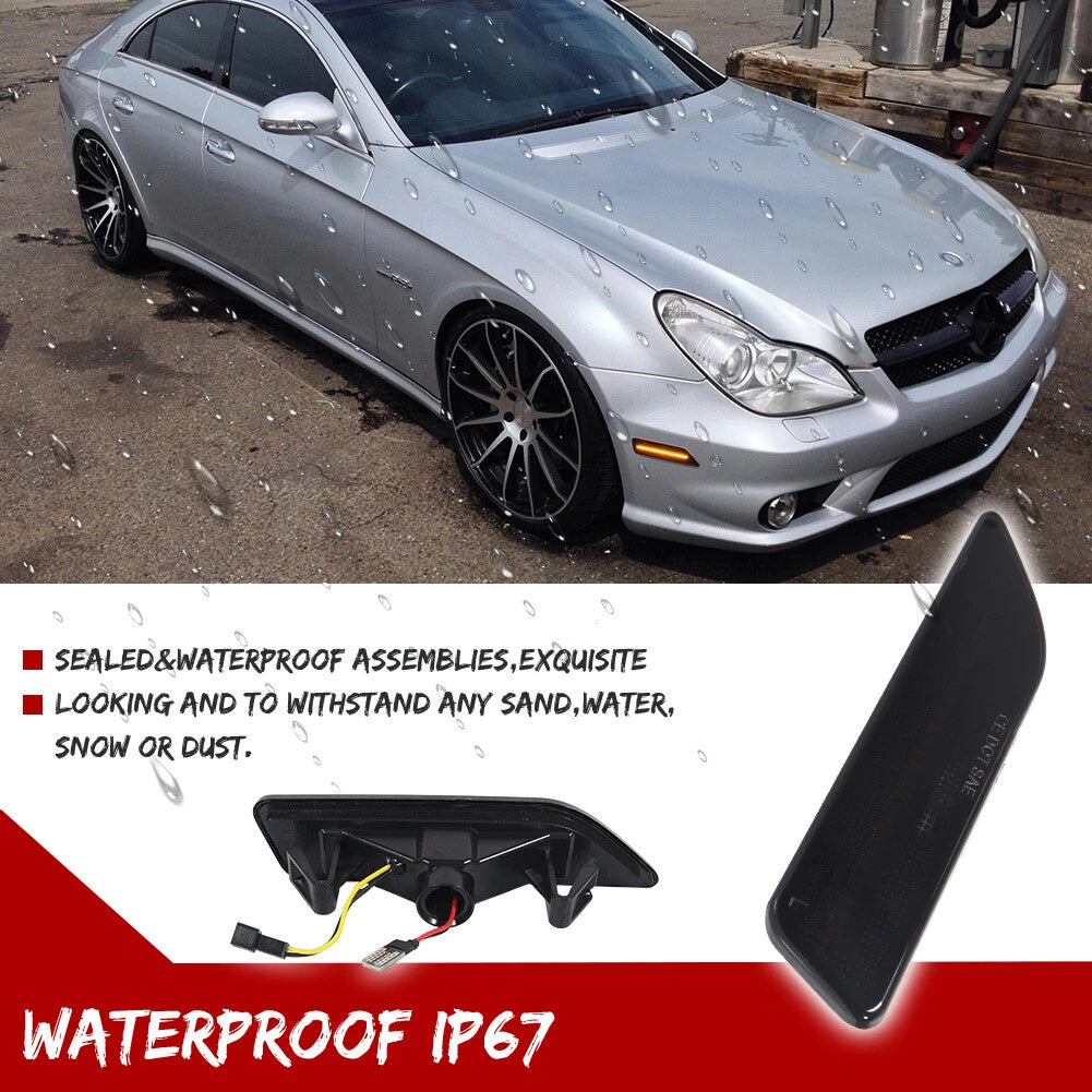 Smoke Amber LED Bumper Side Marker Lights for Mercedes Benz CLS-Class (2006–2011)