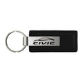 New Logo on Black Leather Keychain - Officially Licensed for Honda Civic
