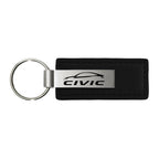 New Logo on Black Leather Keychain - Officially Licensed for Honda Civic