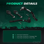 Set of 4 Inner & Outer Tie Rod Ends for Honda Accord (2003–2007)