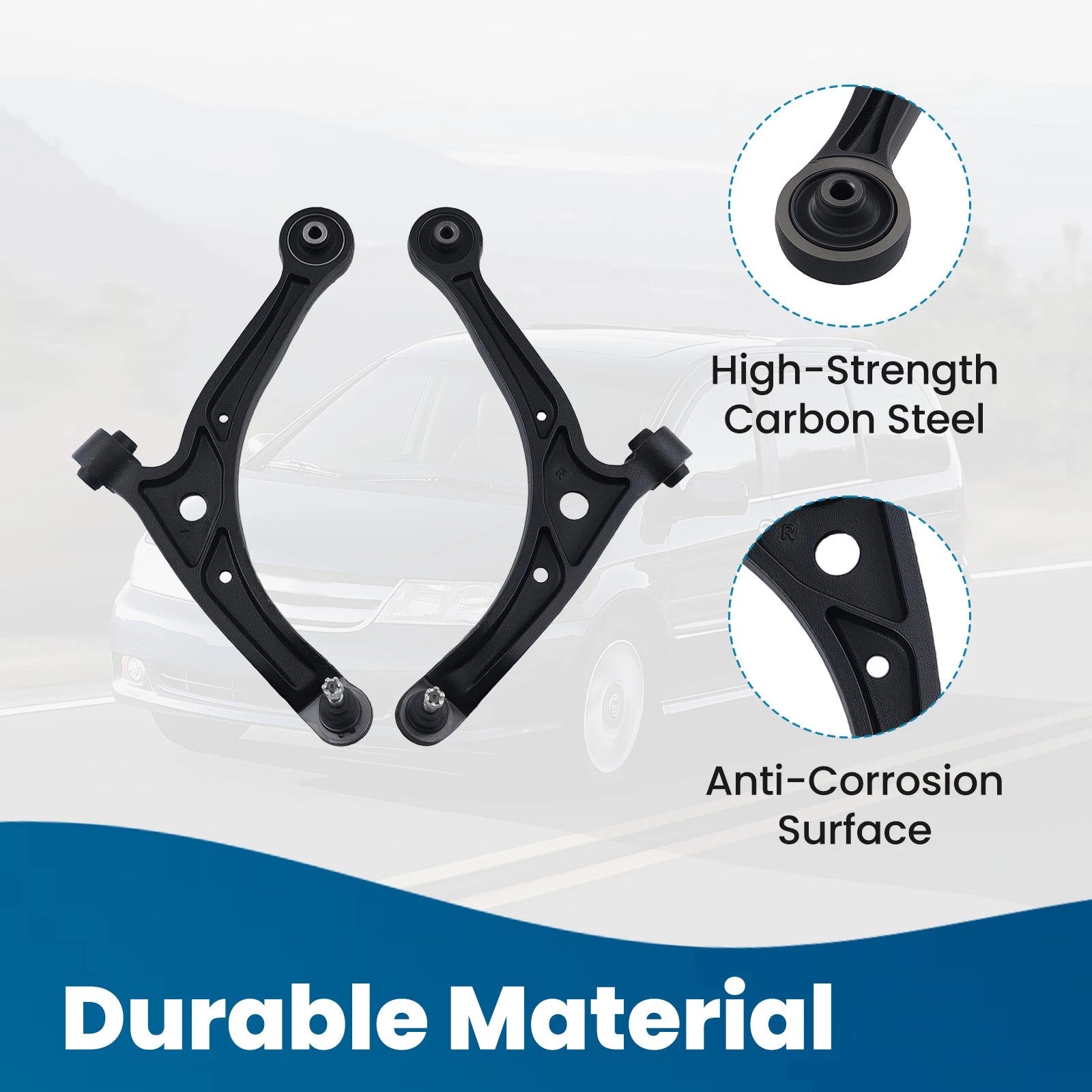 Set of 4 Front Lower Suspension Control Arms Sway Bars for Honda Odyssey (1999–2004)