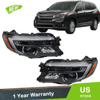 Set of 2 Halogen Headlights with LED DRL for Honda Pilot (2016–2018) & Ridgeline (2017–2020)