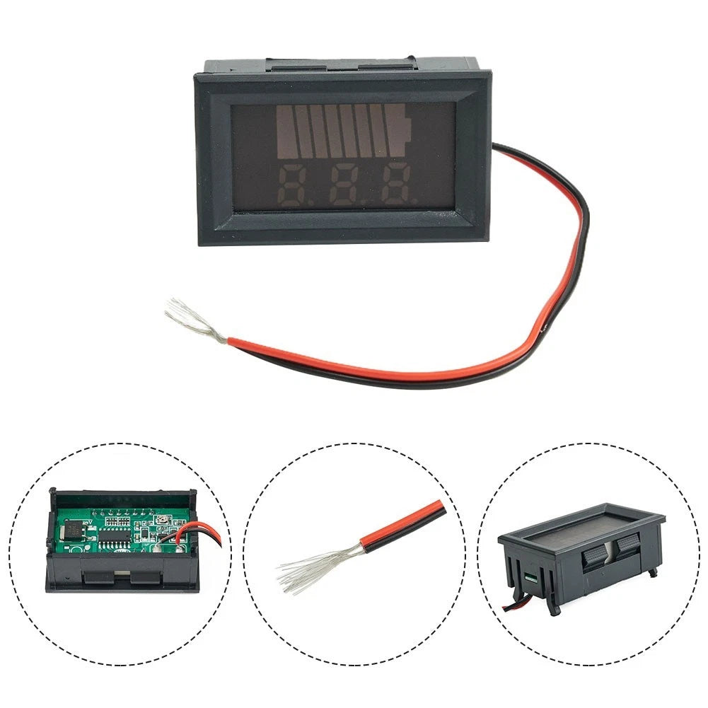 LED Digital Voltmeter Battery Gauge for Car Marine Motorcycle (12V-72V)
