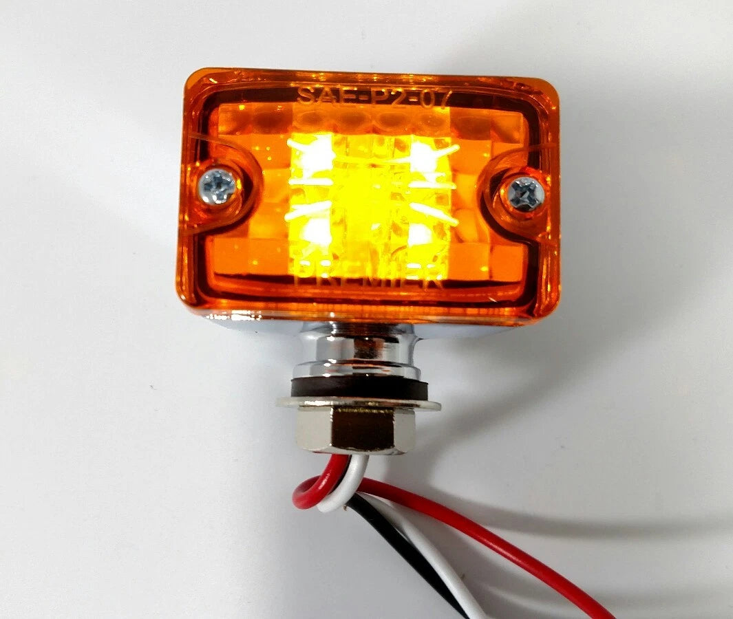 Amber LED Chrome Metal Indicator Signal Light 12V for Hot Rod (1950–1970)