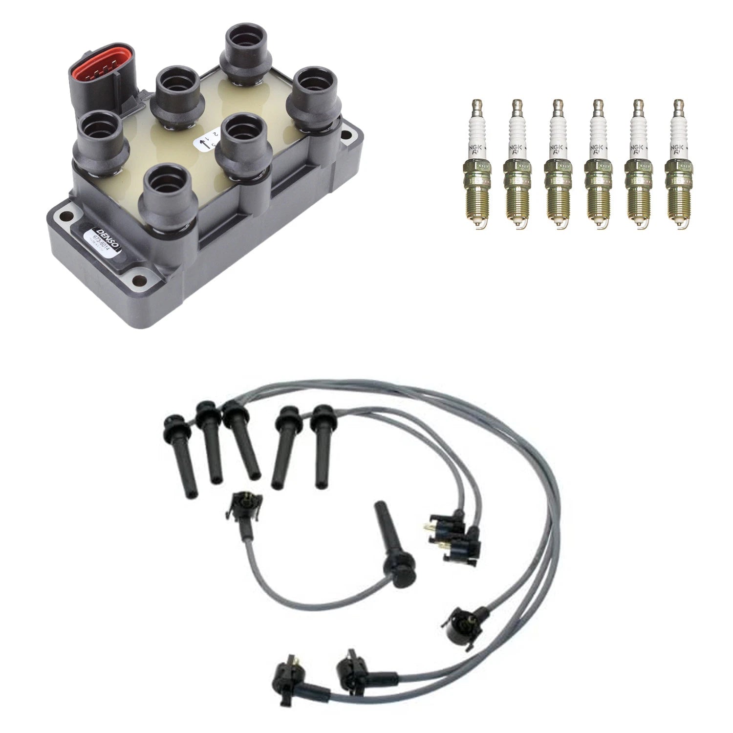 Denso Ignition Coil Wires & NGK Spark Plugs Kit for MPV 2.5 V6 (1990–1999)
