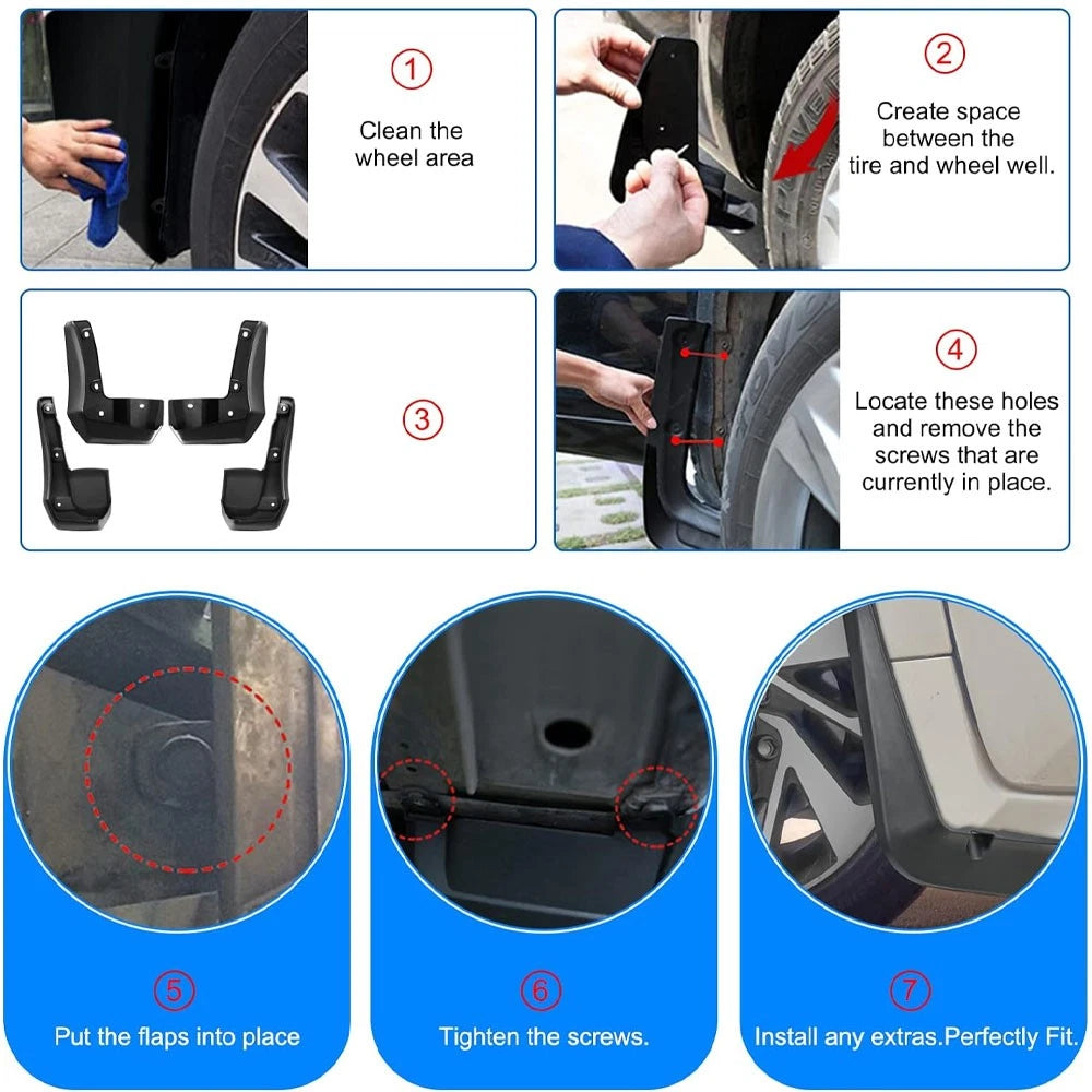 4PCS Front & Rear Splash Guards for Honda Civic 2016–2019 (4-Door 2.0L)