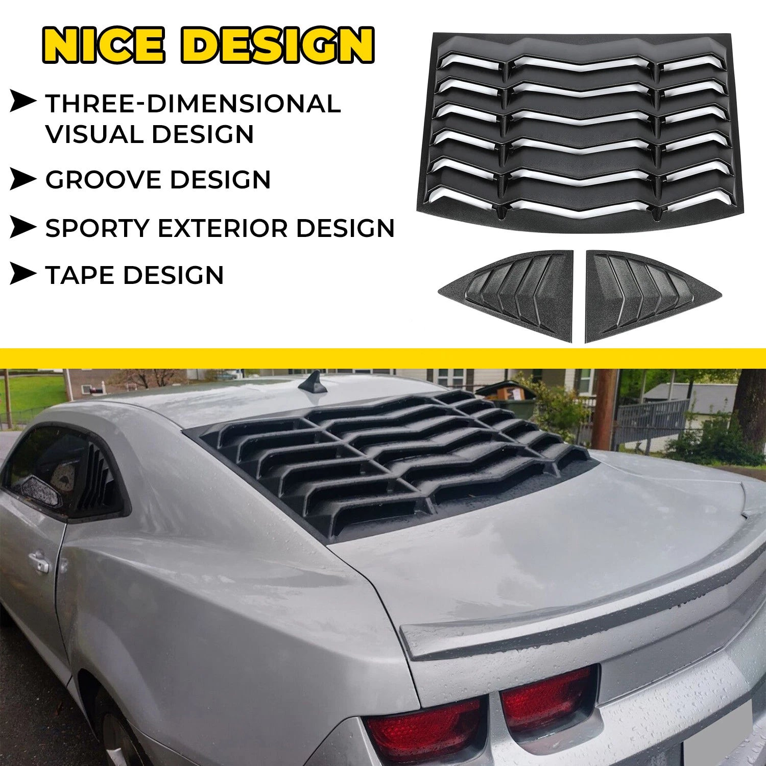 Rear + Side Window Louvers for Chevy Camaro (2010–2015)