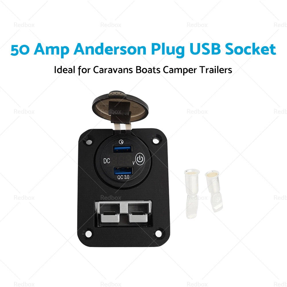 50 Amp Dual USB Socket Flush Mount QC 3.0 for Automotive