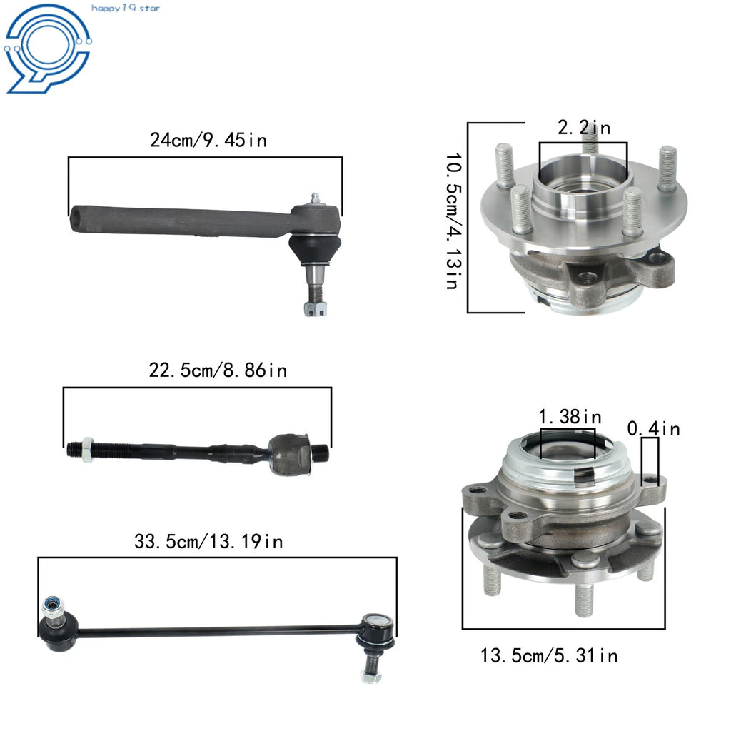 Front Wheel Bearing Hub & Sway Bar End Link for Nissan Altima (2007-2013)