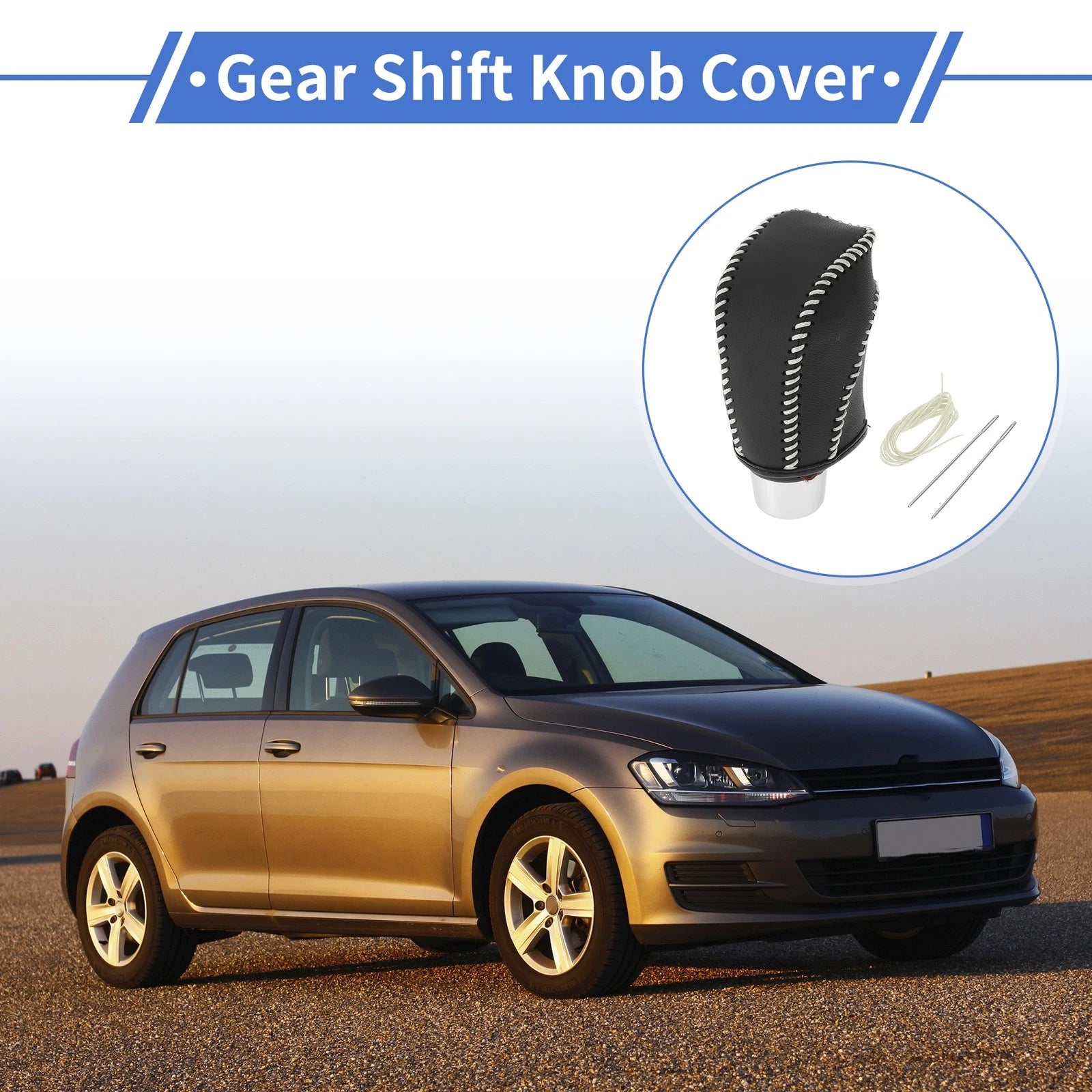 Set of 1 Gear Shift Knob Cover for Volkswagen Golf (2015–2019) Black Beige