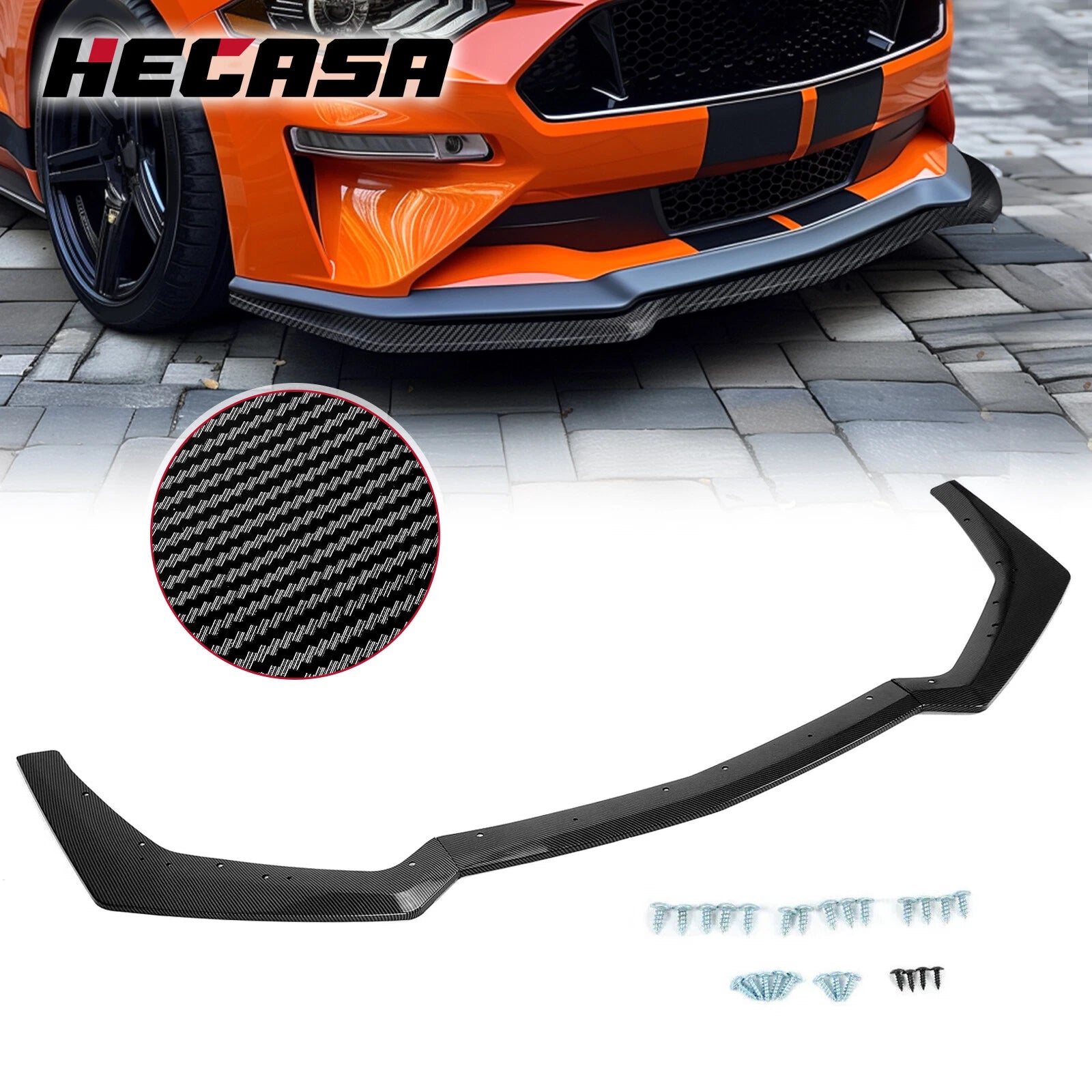 Carbon Look GT-Style Front Bumper Splitter Lip for Ford Mustang (2018–2023)