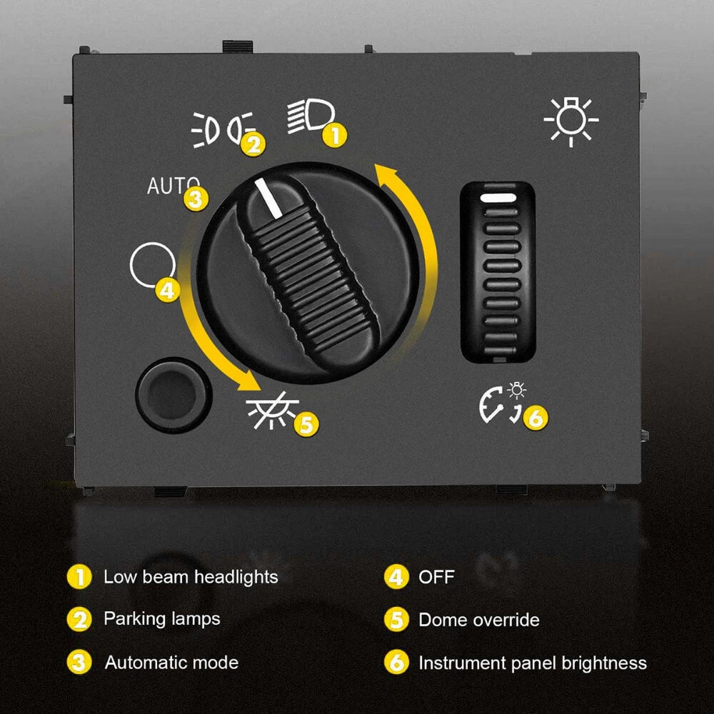Dome Light Dimmer Headlight Switch for GMC Sierra, Chevy Silverado, Tahoe (2007–2014)