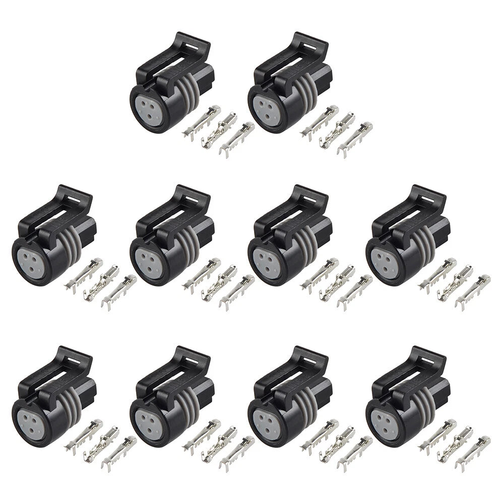 10 Circular 3 Pin Female Connectors Kit for GM Holden LS TPS (All Years)