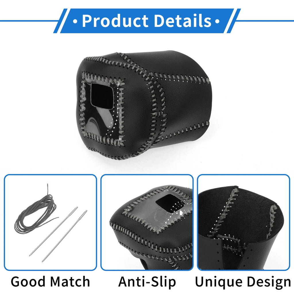 Gear Shift Knob Cover for Nissan Rogue (2021–2024) Black Grey Faux Leather