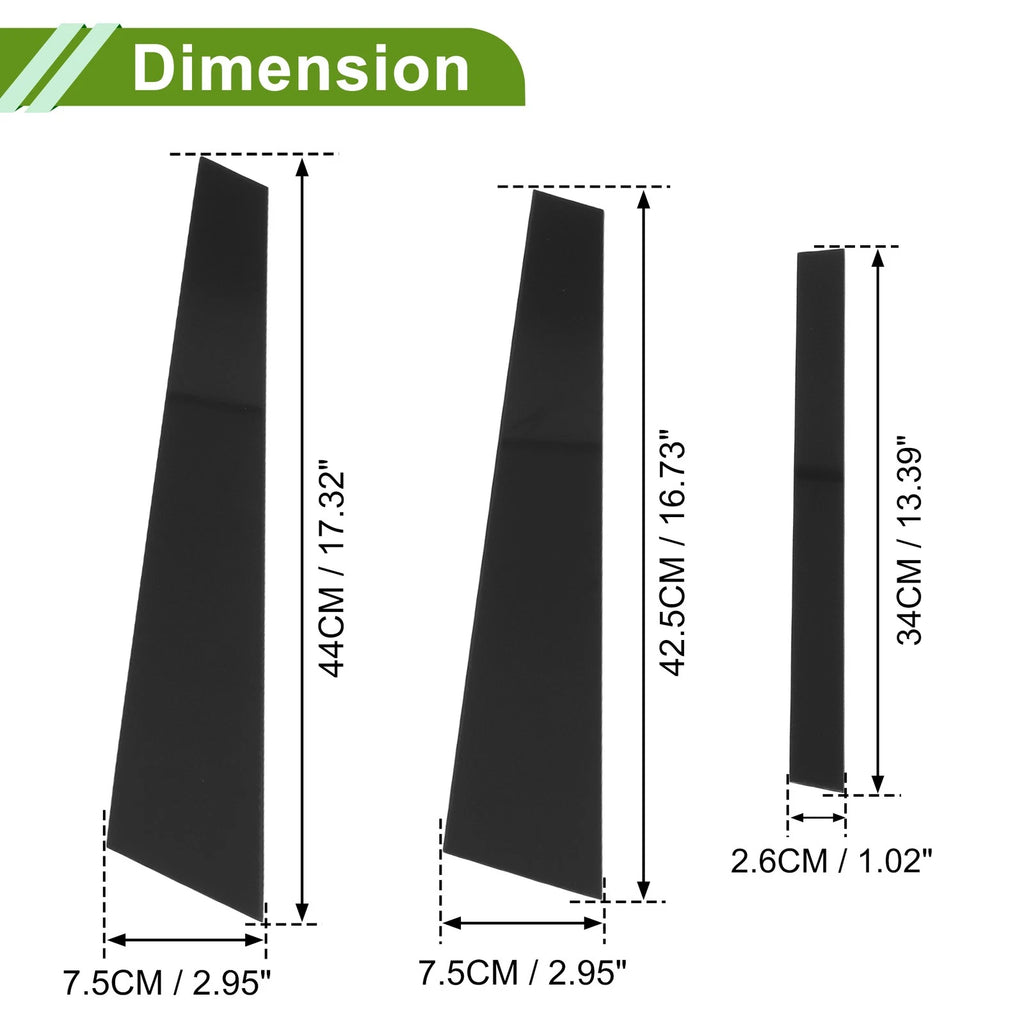6 Pcs Door Pillar Window Trim for BMW 5-Series (2004–2010) Black
