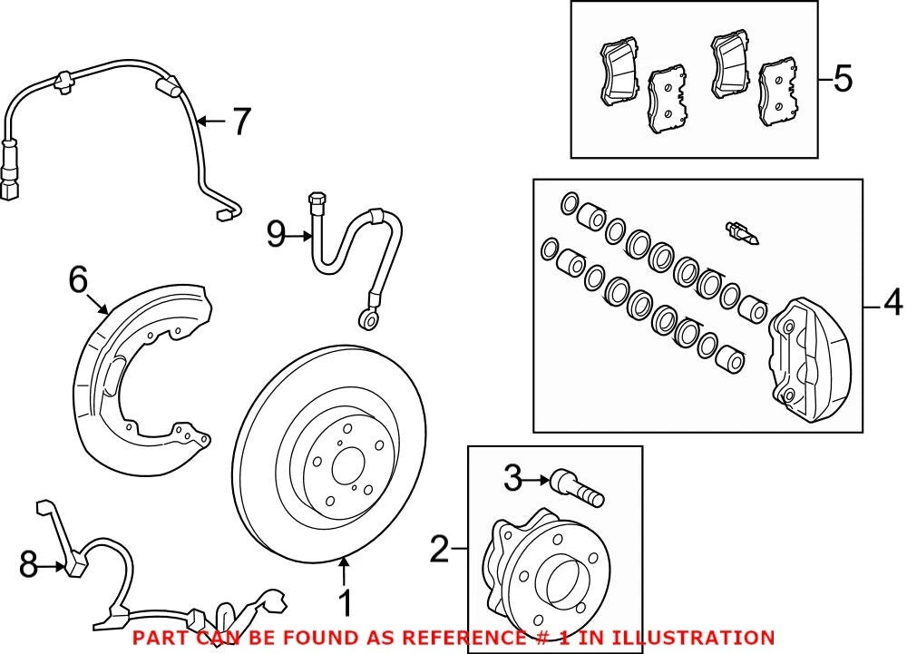 Genuine OEM Front 334mm Vented Disc Brake Rotor for Lexus LS460 (2007–2012)