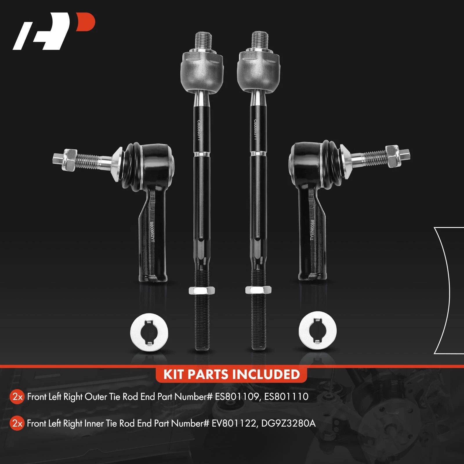 Set of 4 Inner & Outer Side Tie Rods for Ford Explorer (2011-2017)