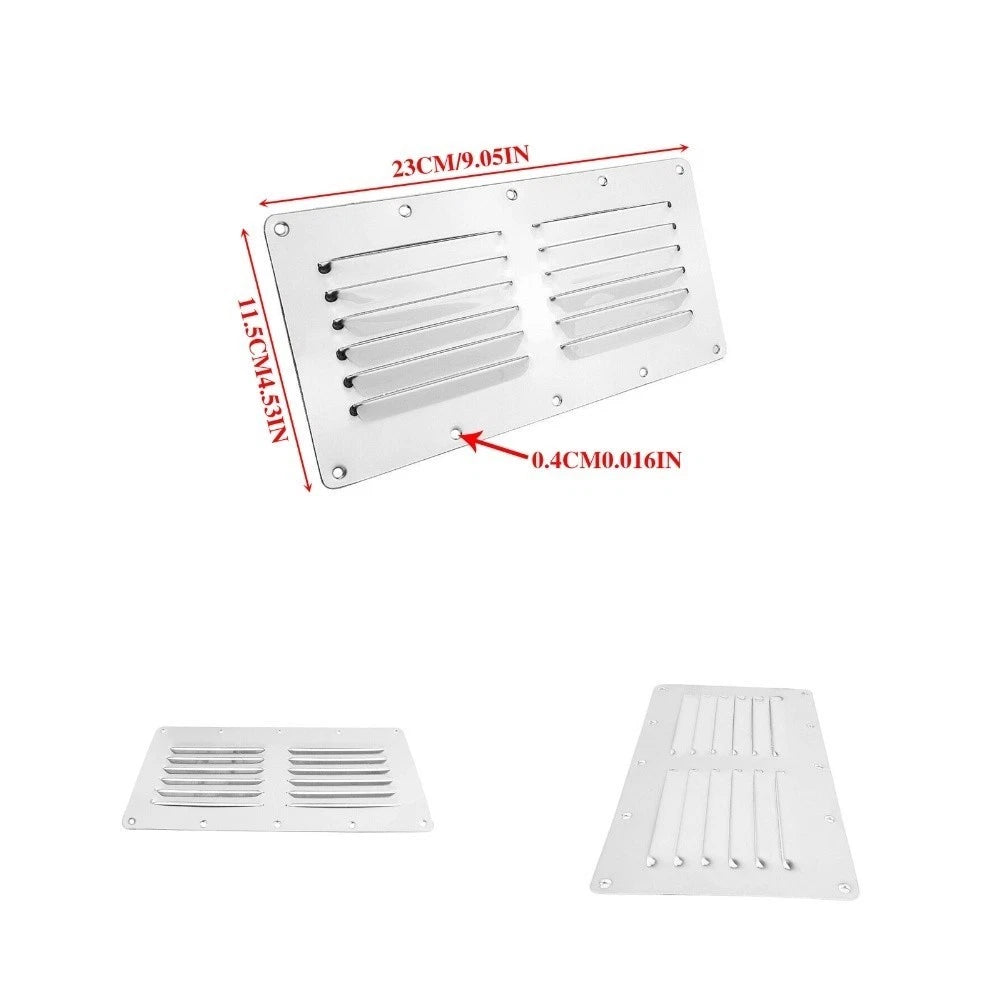 Stainless Steel Louvered Air Vent Grille for Boats RVs (230x115mm)