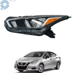Headlight Assembly for Nissan Versa SV (2020-2021) Halogen Chrome Clear Lens