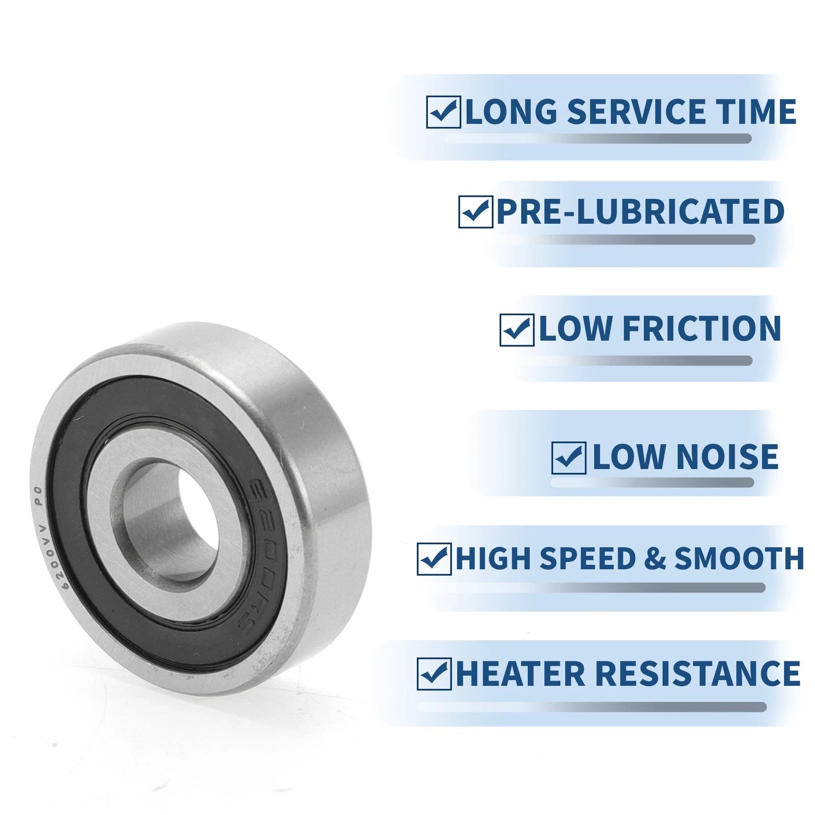 6200VV Deep Groove Ball Bearing for Scooter Skateboard Wheel (P0 10x30x9mm)
