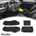 Set of 3 Armrest Covers for Honda Civic (2016–2020) Black with Black Line