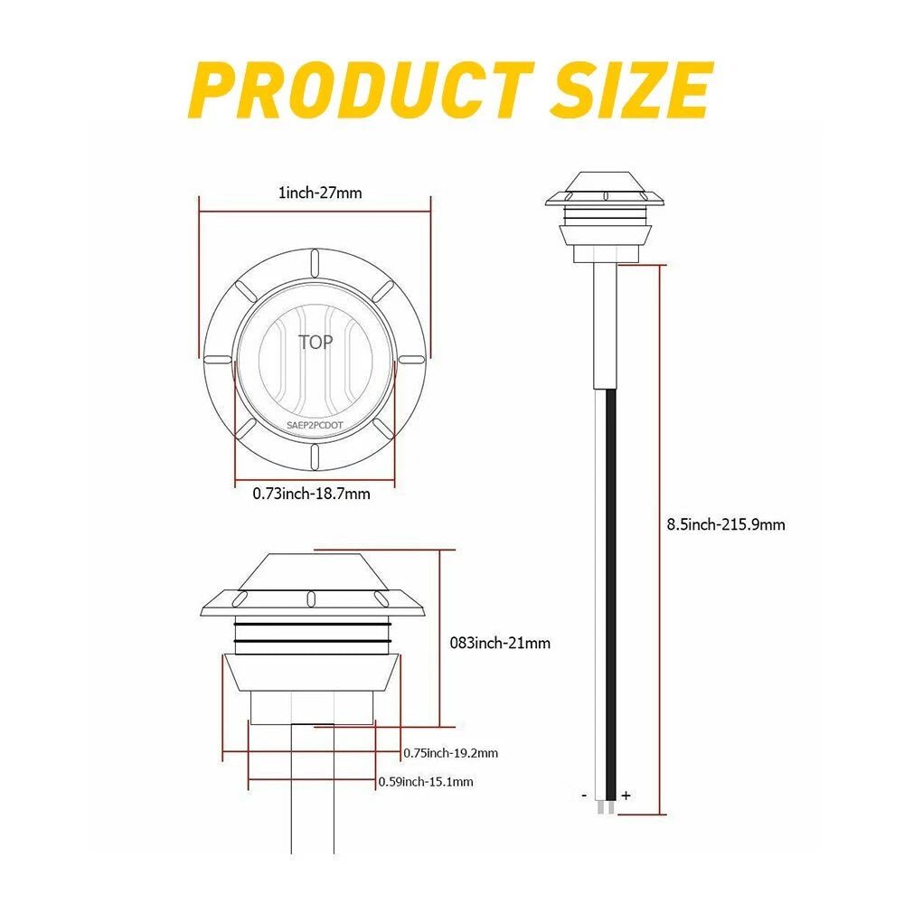 20X 3/4" LED Marker Lights for Truck Trailer (12V)