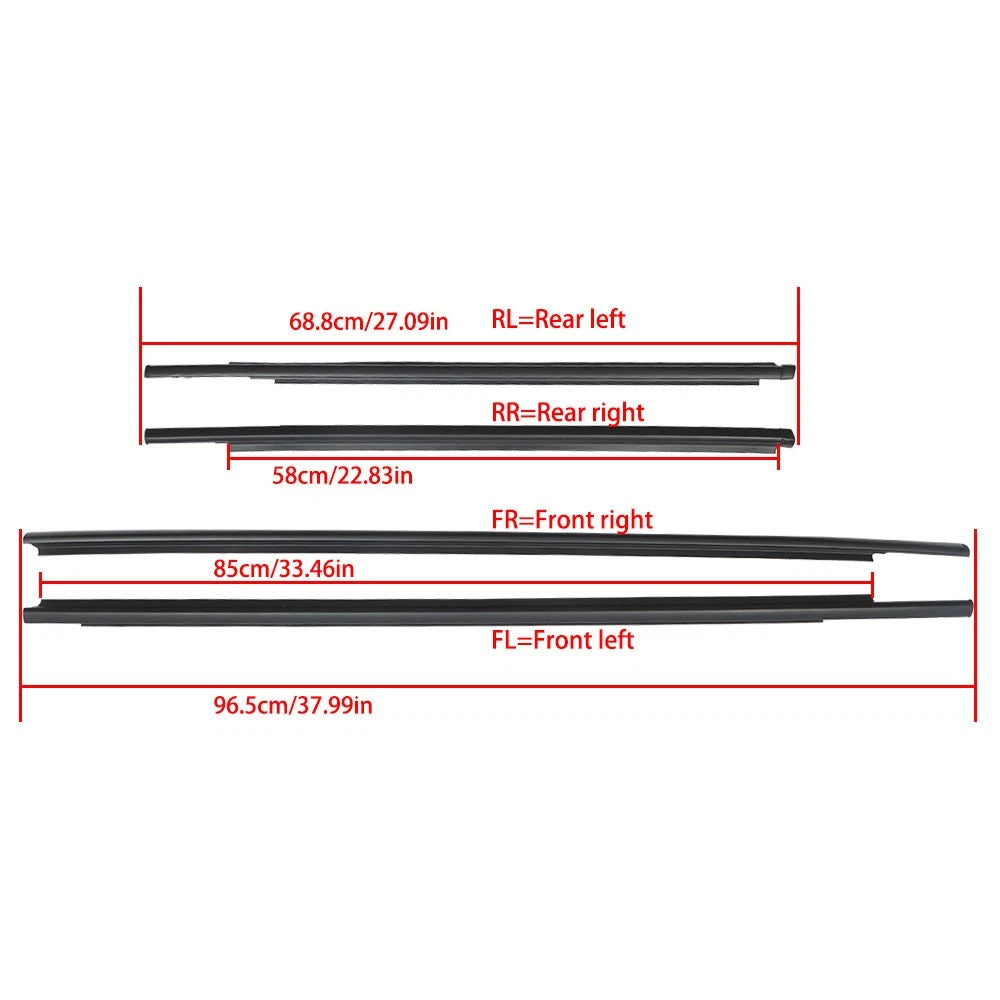 Set of 4 Weatherstrip Window Moulding Trim Seals for Toyota Yaris (2007–2016)